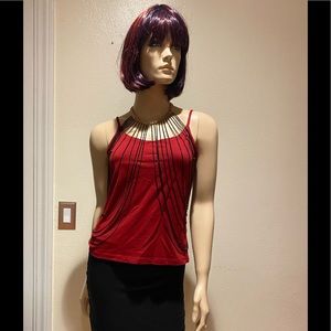 Gold and black body chain.